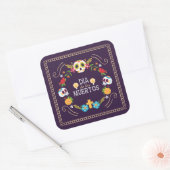 Kleurrijke bloemen schedels Dia de Muertos | Stick Vierkante Sticker (Envelop)