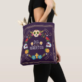 Kleurrijke bloemen schedels Dia de Muertos | Tote  Tote Bag (Dichtbij)