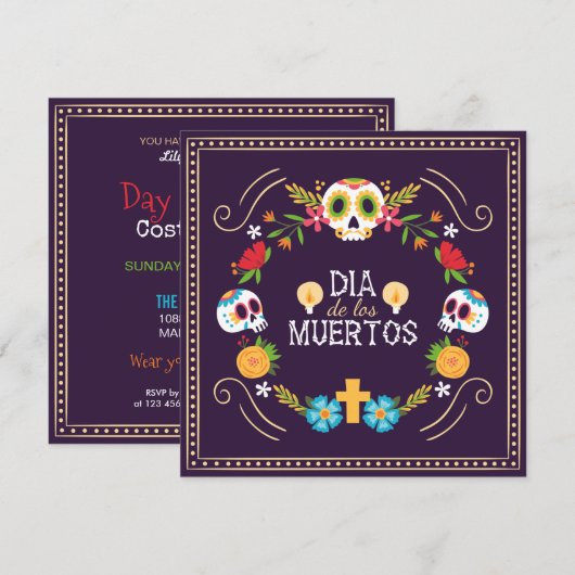 Kleurrijke bloemen schedels Dia de Muertos | Uitno Kaart (Voorkant / Achterkant)