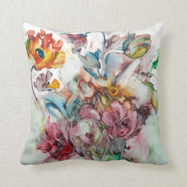 Kleurrijke bloemen schilderen op een steegje kussen