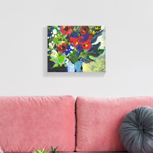 Kleurrijke bloemen schilderij canvas afdruk (Insitu (Woonkamer))