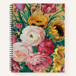 Kleurrijke bloemen schilderij kunst notitieboek