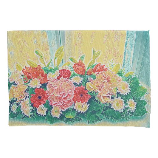 Kleurrijke bloemen schilderij kussensloop (Voorkant)