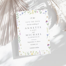 Kleurrijke Bloemen sparen de datum Uitnodiging