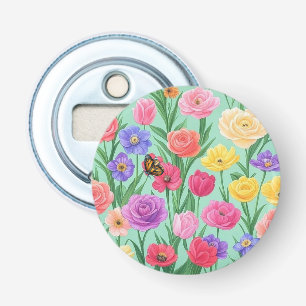 Kleurrijke Bloemen/Spring Roos Button Flesopener