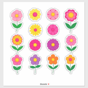 Kleurrijke bloemen sticker set