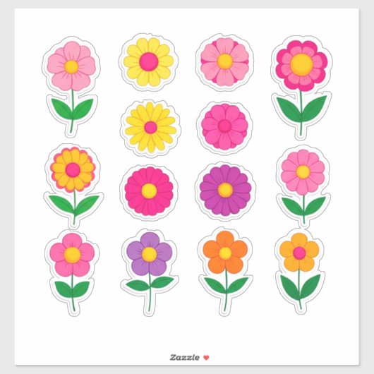 Kleurrijke bloemen sticker set (Vel)