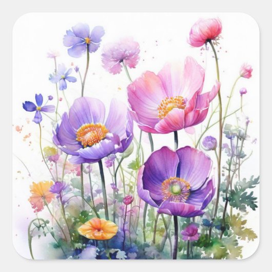 Kleurrijke Bloemen Stickers (Voorkant)