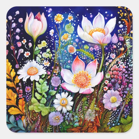 Kleurrijke Bloemen Stickers (Voorkant)