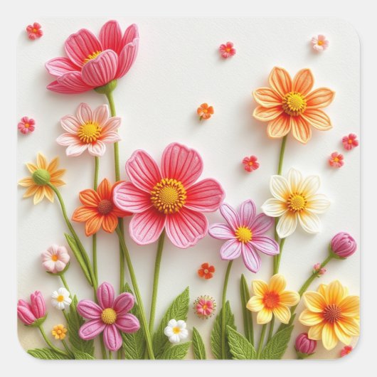 Kleurrijke Bloemen Stickers (Voorkant)