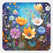 Kleurrijke Bloemen Stickers (Voorkant)