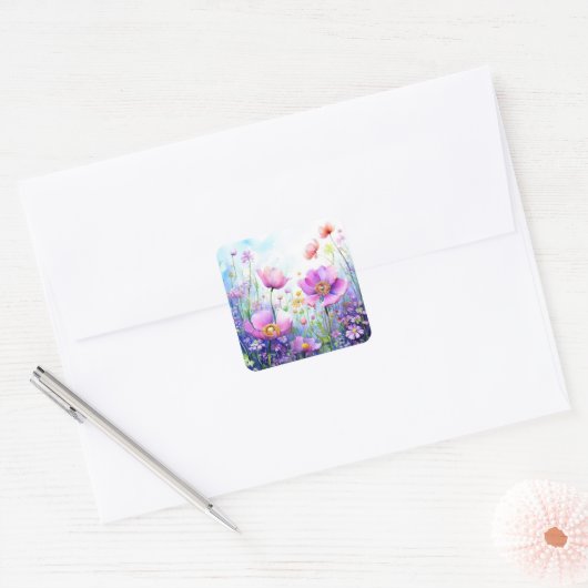 Kleurrijke Bloemen Stickers (Envelop)