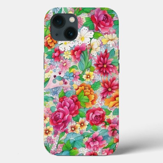 Kleurrijke Bloemen Stijl Kunst Telefoonhoes Case-Mate iPhone Case (Achterkant)