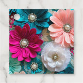 Kleurrijke Bloemen Stof Art Gift Labels (Voorkant)