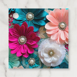 Kleurrijke Bloemen Stof Art Gift Labels