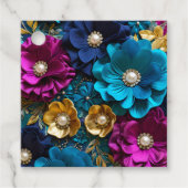 Kleurrijke Bloemen Stof Art Gift Labels (Voorkant)