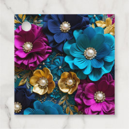 Kleurrijke Bloemen Stof Art Gift Labels