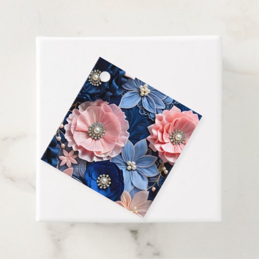 Kleurrijke Bloemen Stof Art Gift Labels (In situ)