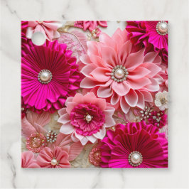 Kleurrijke Bloemen Stof Art Gift Labels