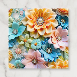 Kleurrijke Bloemen Stof Art Gift Labels