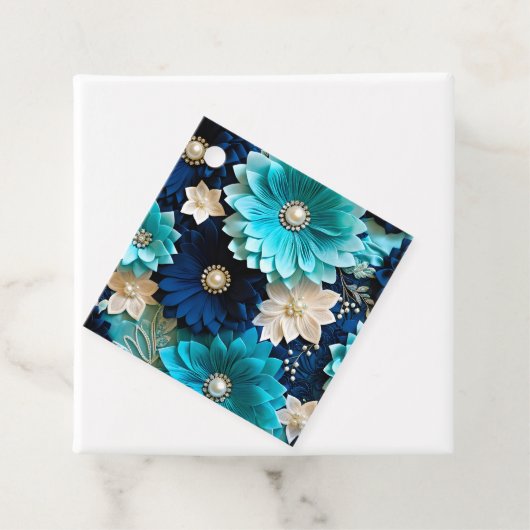 Kleurrijke Bloemen Stof Art Gift Labels (In situ)