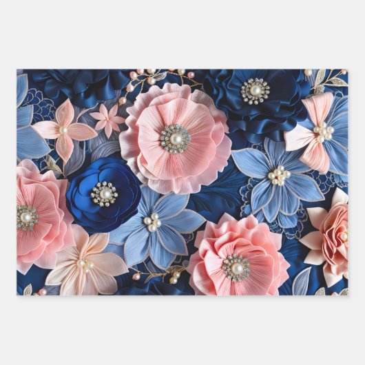 Kleurrijke Bloemen Stof Art Wrapping Paper Sheets (Voorkant 3)