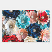Kleurrijke Bloemen Stof Art Wrapping Paper Sheets (Voorkant 2)