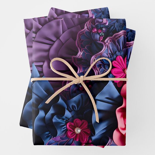 Kleurrijke Bloemen Stof Art Wrapping Paper Sheets