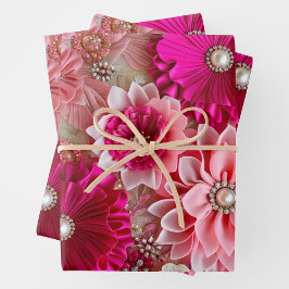 Kleurrijke Bloemen Stof Art Wrapping Paper Sheets