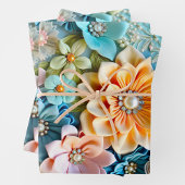 Kleurrijke Bloemen Stof Art Wrapping Paper Sheets