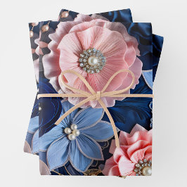 Kleurrijke Bloemen Stof Art Wrapping Paper Sheets