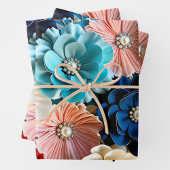 Kleurrijke Bloemen Stof Art Wrapping Paper Sheets
