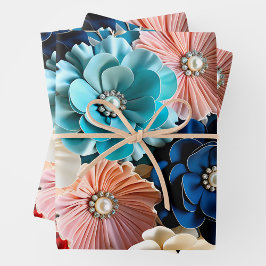 Kleurrijke Bloemen Stof Art Wrapping Paper Sheets