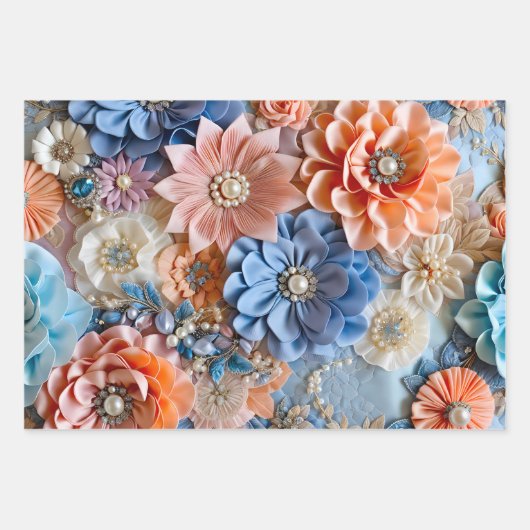 Kleurrijke Bloemen Stof Art Wrapping Paper Sheets (Voorkant)