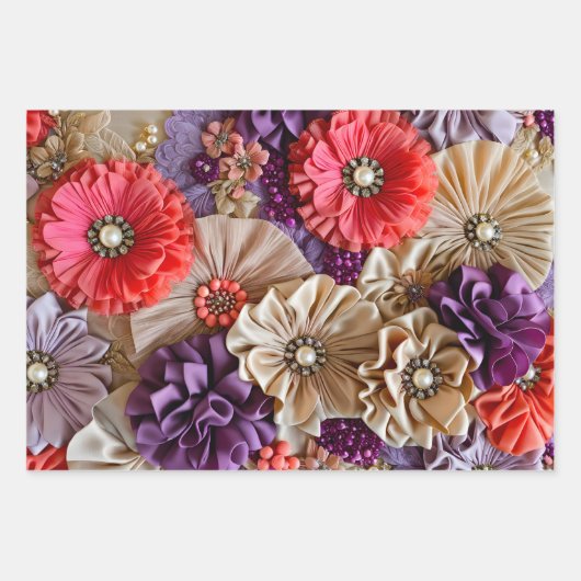 Kleurrijke Bloemen Stof Art Wrapping Paper Sheets (Voorkant 2)
