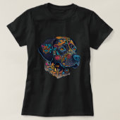 Kleurrijke bloemen Sugar Skull Labrador Retriever  T-shirt (Design voorkant)