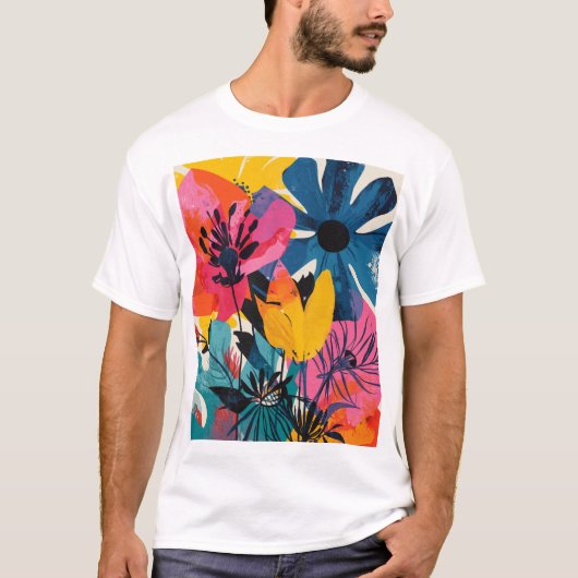 Kleurrijke bloemen t-shirt (Voorkant)