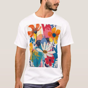 Kleurrijke bloemen t-shirt