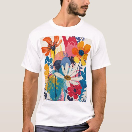Kleurrijke bloemen t-shirt (Voorkant)