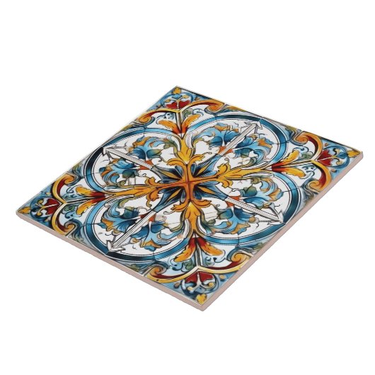 Kleurrijke Bloemen Tegel Design Tegeltje (Zijkant)