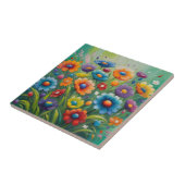 Kleurrijke bloemen tegeltje (Zijkant)