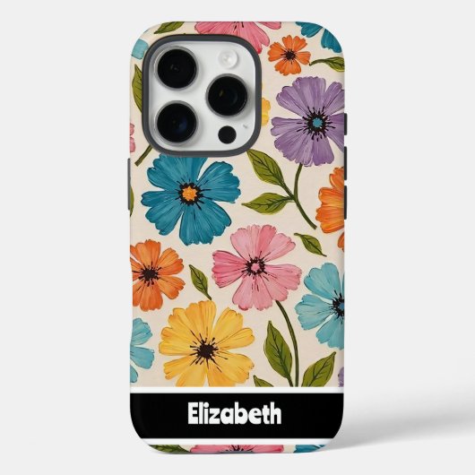  Kleurrijke Bloemen Telefoon Hoesje (Achterkant)