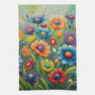 Kleurrijke bloemen theedoek