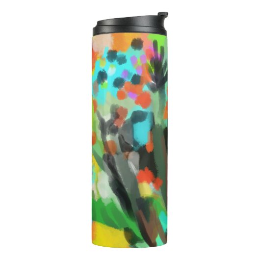 Kleurrijke bloemen thermosbeker (Gedraaid links)