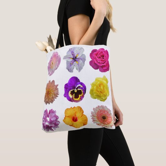 Kleurrijke bloemen tote bag (Dichtbij)