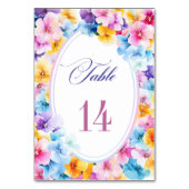 Kleurrijke Bloemen Trouwtafel Nummer Kaart (Voorkant)