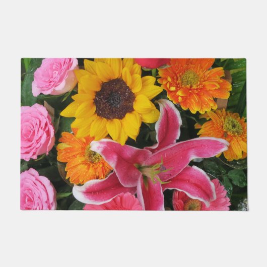 kleurrijke+ bloemen, tuin+ gnoom, calla+ l deurmat (Voorkant)