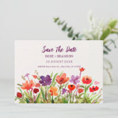 Kleurrijke Bloemen Tuin waterverf baby shower Save The Date (Staand voorkant)