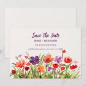 Kleurrijke Bloemen Tuin waterverf baby shower Save The Date (Voorkant / Achterkant)