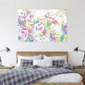 *~* Kleurrijke Bloemen TV2 Stretched Canvas Print (Insitu (Slaapkamer))